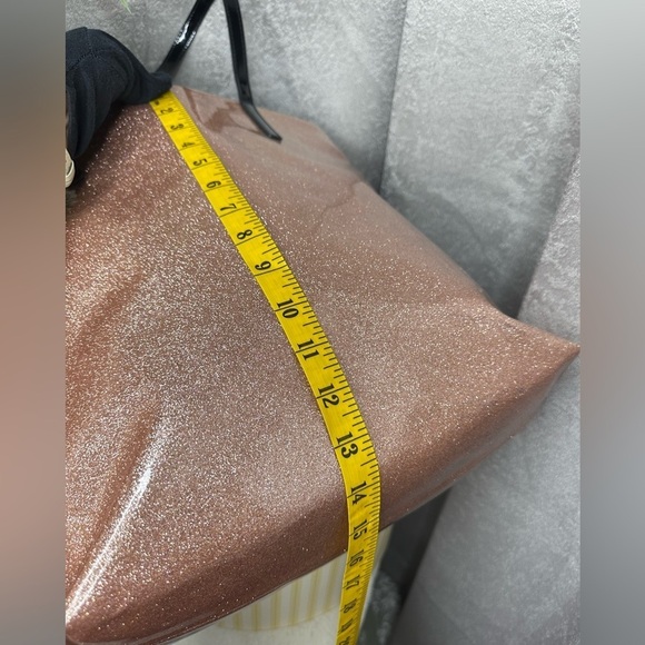 Kate Spade Live Colorfully Rose Gold Patent Glitter Sparkle Bon Shopper Tote Bag - Picture 12 of 15